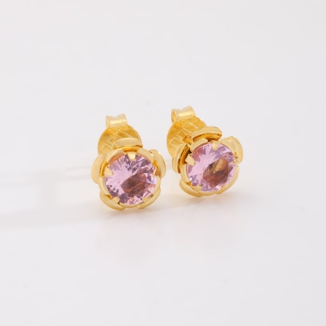 BR-01338 BRINCO BANHADO A OURO 18K COM PEDRA REDONDA LAPIDADA