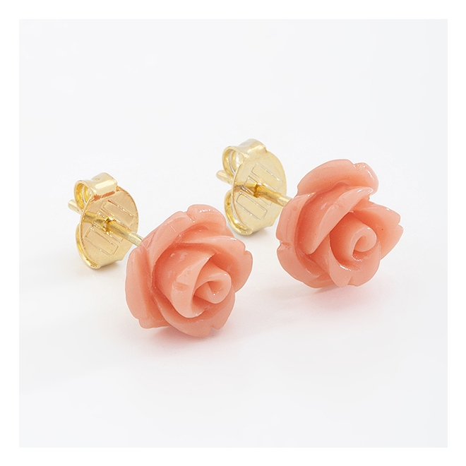 BR-01929 BRINCO BANHADO A OURO 18K COM FLOR EM FORMATO DE ROSA