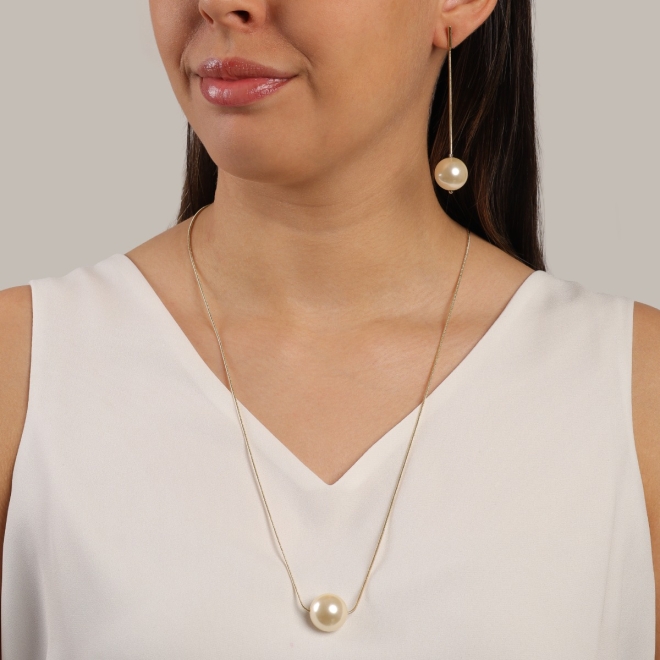 BR-02031 BRINCO BANHADO A OURO 18K COM CORRENTE DELICADA E PÉROLA