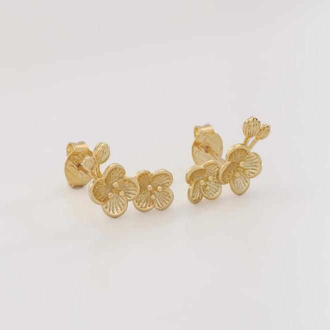 BR-02648-BRINCO BANHADO A OURO 18K MODELO EAR CUFF COM DESIGN FLORAL