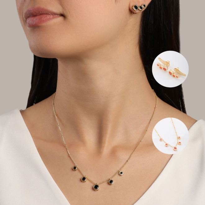 GR-02077 COLAR COM CINCO PINGENTES REDONDOS