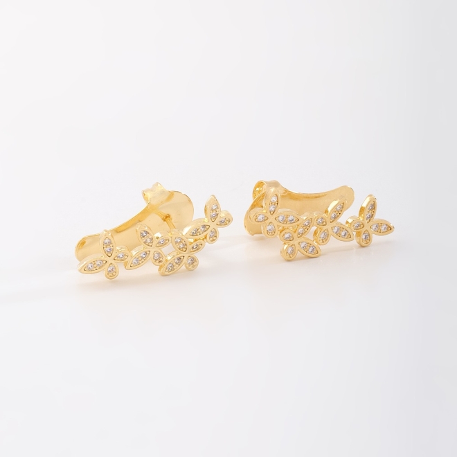 BR-02836 BRINCO MODELO EAR CUFF COM DESIGN DE BORBOLETAS CRAVEJADAS