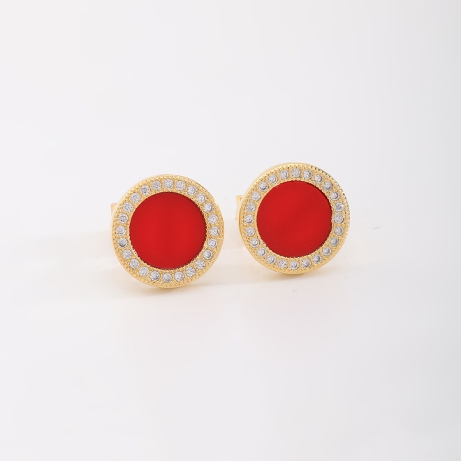 BR-02848 BRINCO BANHADO A OURO 18K COM DESIGN REDONDO