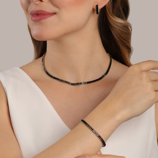 CX-0033 CHOKER BANHADO A OURO 18K COM ZIRCÔNIAS BAGUETE