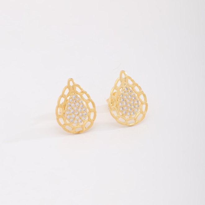 BR-02878 BRINCO COM DESIGN EM FORMA DE GOTA EM ZIRCÔNIAS