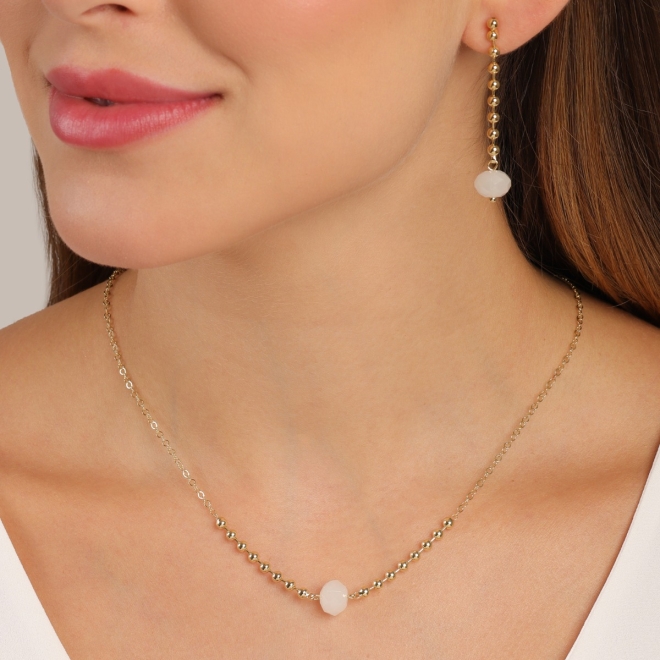 BR-03048 BRINCO BANHADO A OURO 18K COM DESIGN ALONGADO EM ESFERAS POLIDAS