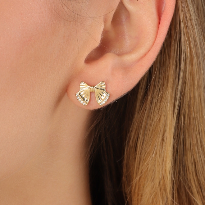 BR-03136 BRINCO BANHADO A OURO 18K DE LAÇO COM DETALHES EM ZIRCÔNIAS