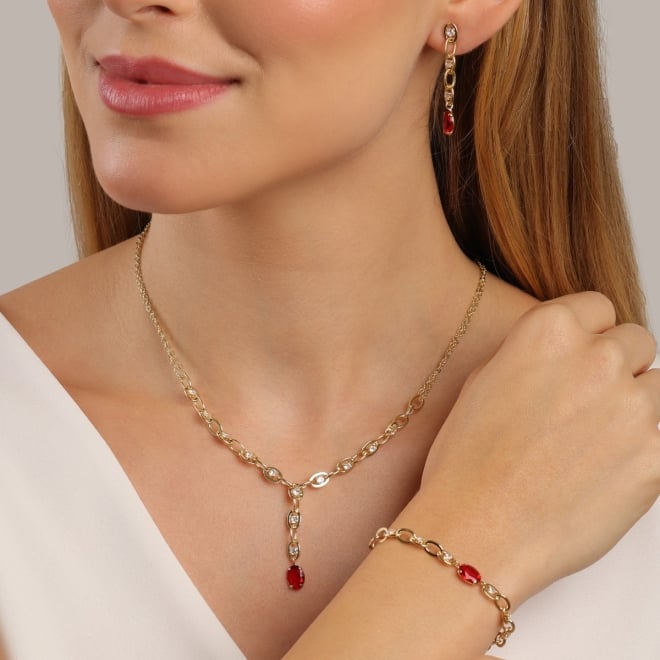 BR-03249-BRINCO PENDENTE COM ELOS E ZIRCÔNIAS