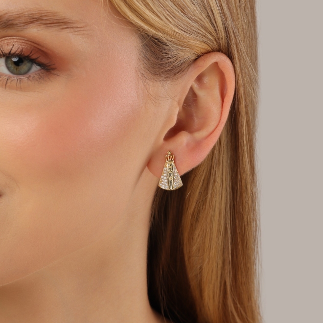 BR-03261 BRINCO NOSSA SENHORA APARECIDA CRAVEJADO EM ZIRCONIA