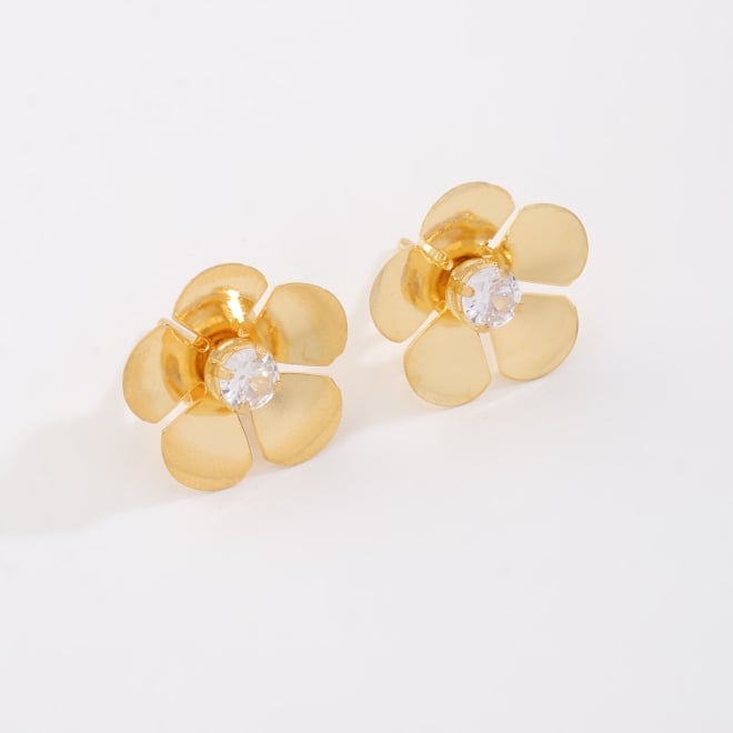 BR-03298-BRINCO FLOR COM ZIRCÔNIA CENTRAL