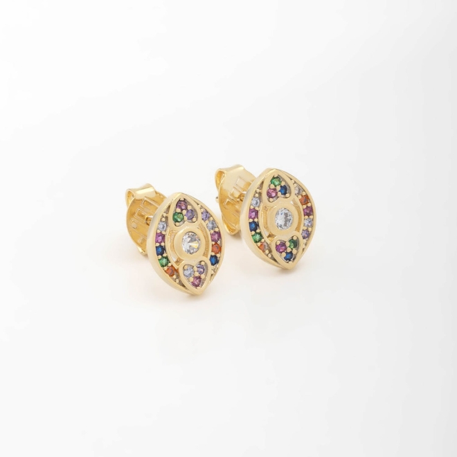 OUTB-16343 BRINCO BANHADO A OURO 18K COM DESIGN EM FORMATO DE OLHO