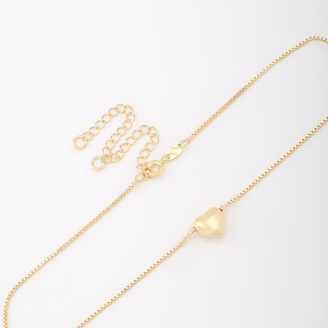 CH-0001 COLAR BANHADO A OURO 18K CHOKER VENEZIANA E PINGENTE DE CORAÇÃO