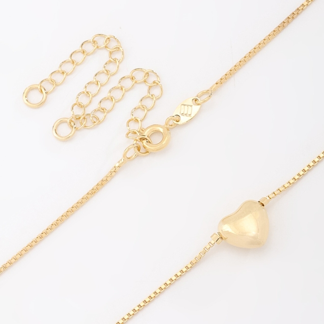 CH-0001 COLAR BANHADO A OURO 18K CHOKER VENEZIANA E PINGENTE DE CORAÇÃO