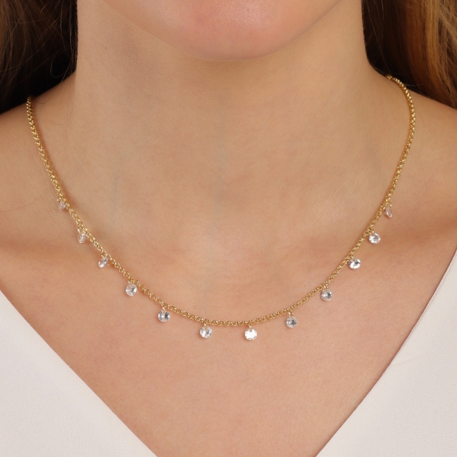 CH-0006-CHOKER COM PINGENTES DE ZIRCÔNIA CRISTAL