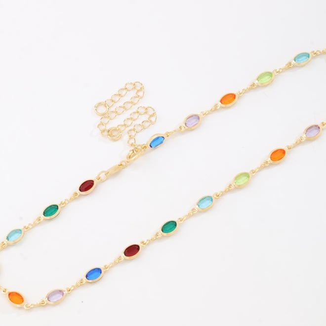 CH-0014-CHOKER COM CRISTAIS COLORIDOS