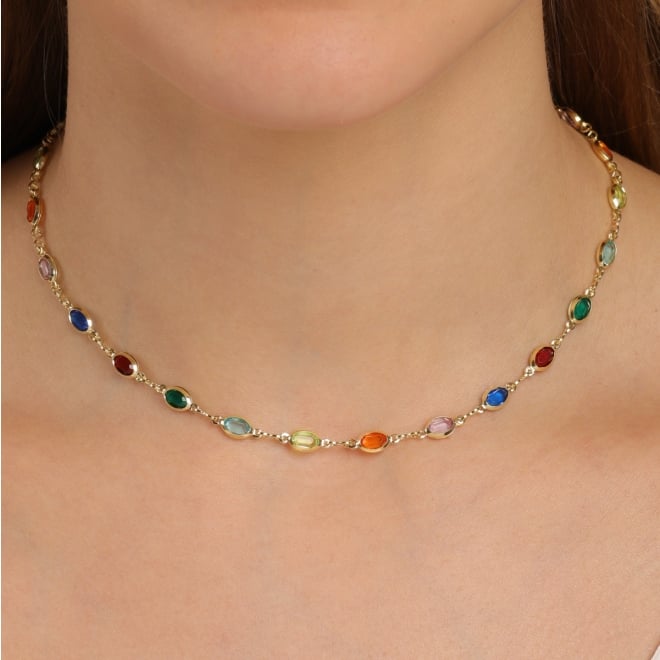 CH-0014-CHOKER COM CRISTAIS COLORIDOS