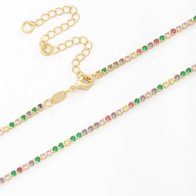 CH-0121 CHOKER BANHADO A OURO 18K COM FILEIRA DE ZIRCÔNIAS CRAVEJADA