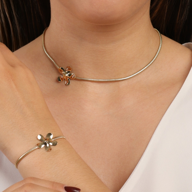 CH-0156 CHOKER SNAKE COM FLOR