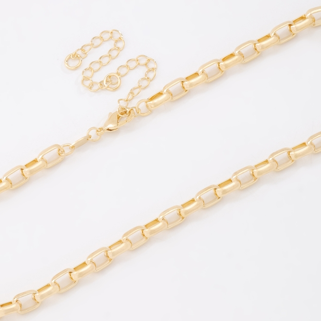 CH-0157 CHOKER BANHADA A OURO 18K COM CORRENTE EM ELOS ALONGADOS E ACABAMENTO POLIDO