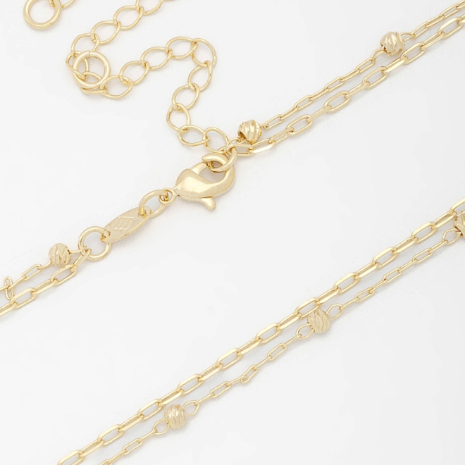 CH-0250 CHOKER DUPLA COM CORRENTE CARTIER E BOLINHAS INTERCALADAS