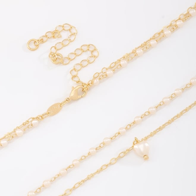CH-0251 CHOKER COM DETALHES EM PÉROLAS E PINGENTE DE CORAÇÃO