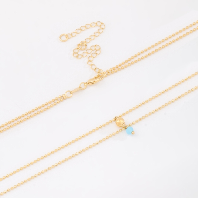 CH-0252 CHOKER BANHADO A OURO 18K COM CORRENTE DE ESFERAS E PINGENTE
