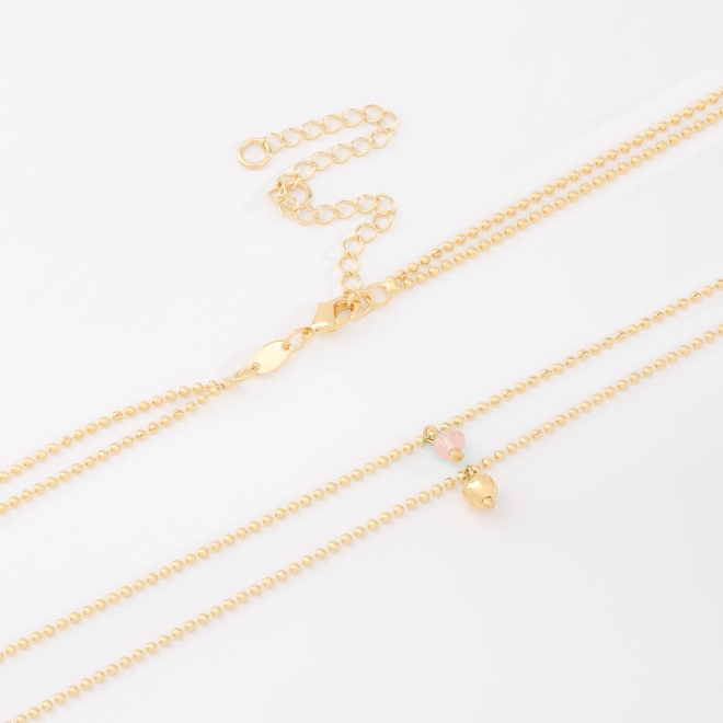 CH-0252 CHOKER BANHADO A OURO 18K COM CORRENTE DE ESFERAS E PINGENTE
