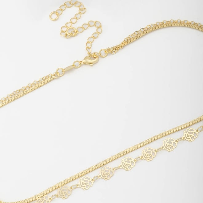 CH-0263 COLAR CHOKER DUPLO FLORES E FITA