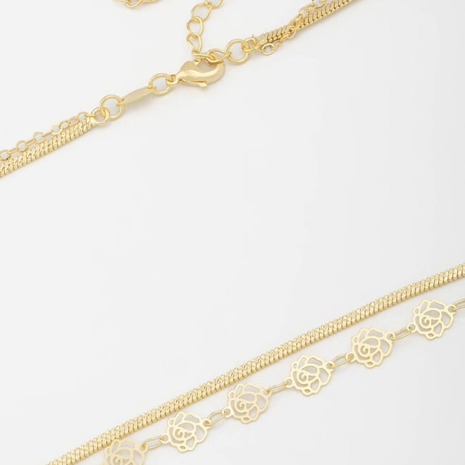 CH-0263 COLAR CHOKER DUPLO FLORES E FITA