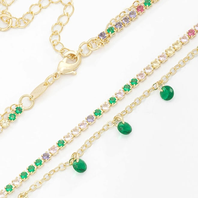 CH-0266 CHOKER COM ZIRCÔNIAS E PINGENTES DELICADOS