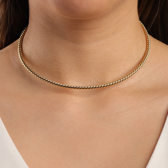 CH-0272 CHOKER ARO BANHADA A OURO 18K COM DESIGN TORCIDO