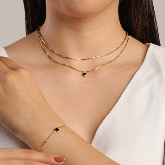 PU-00862 PULSEIRA BANHADA A OURO 18K COM ELOS ALONGADOS E PINGENTE REDONDO