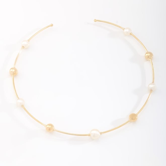 CH-0335 CHOKER COM DETALHES EM PÉROLAS E ESFERAS