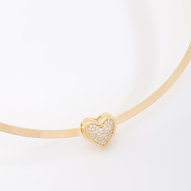 CH-0336 CHOKER COM PINGENTE EM FORMATO DE CORAÇÃO EM ZIRCÔNIAS