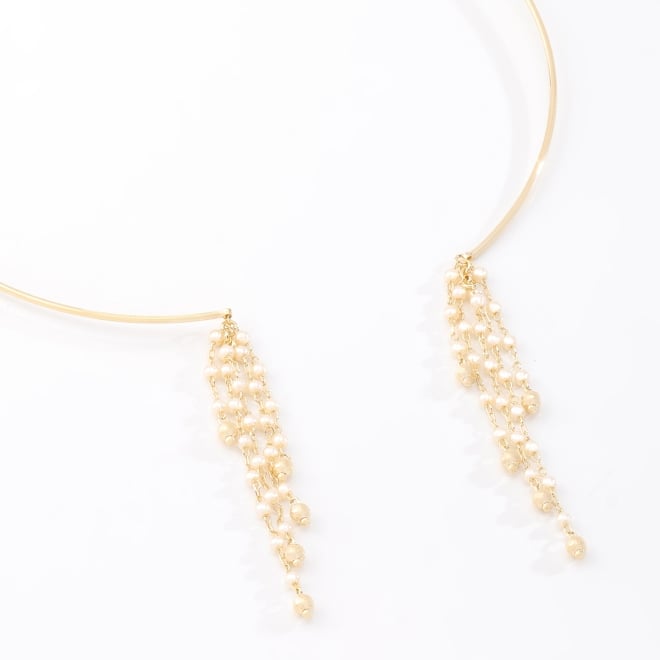 CH-0341 CHOKER COM DETALHES EM PÉROLAS PENDURADAS