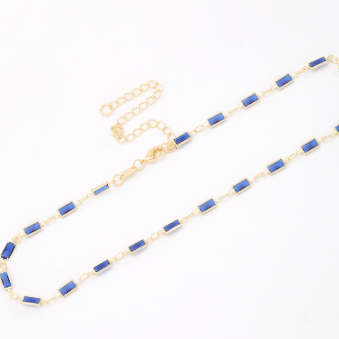 CH-0350 CHOKER BANHADO A OURO 18K COM PEDRAS RETANGULARES LAPIDADAS