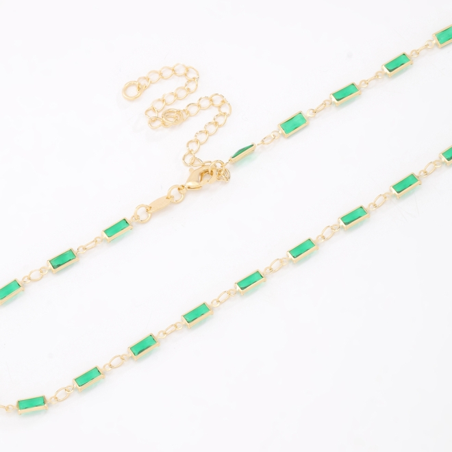 CH-0350 CHOKER BANHADO A OURO 18K COM PEDRAS RETANGULARES LAPIDADAS