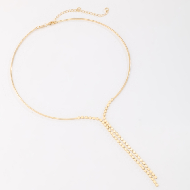 CH-0355 COLAR BANHADO A OURO 18K COM ARO FINO E CORRENTE EM MALHA DE ELOS