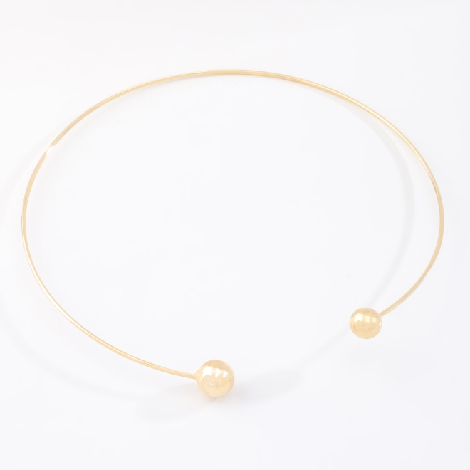 CH-0360 CHOKER BANHADA A OURO 18K DE ARO  COM DETALHES EM ESFERAS POLIDAS
