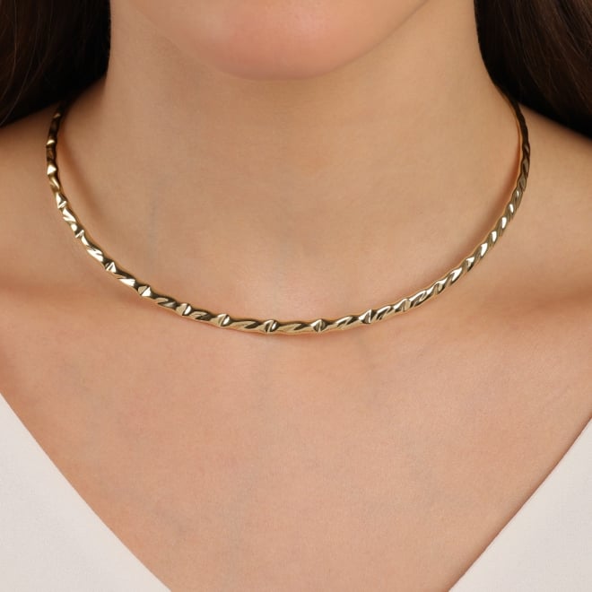 CH-0366 CHOKER BANHADO A OURO 18K COM DESIGN TORCIDO