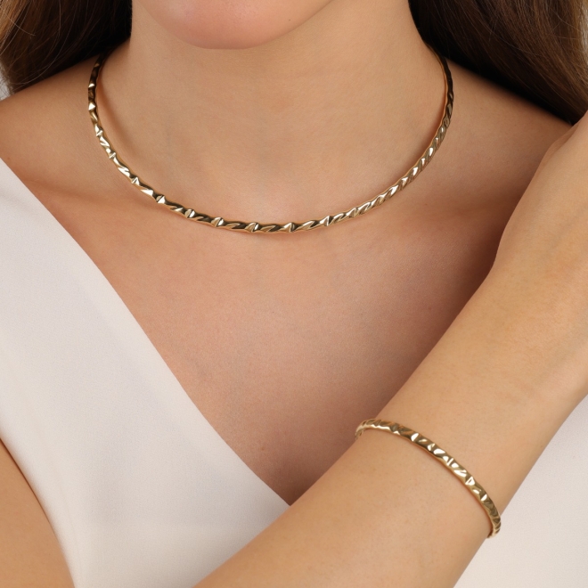 BL-00116 BRACELETE BANHADO A OURO 18K COM DESIGN TORCIDO