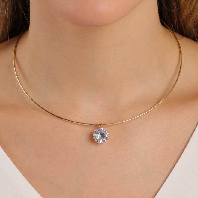 CH-0392 CHOKER COM PINGENTE EM ZIRCÔNIA