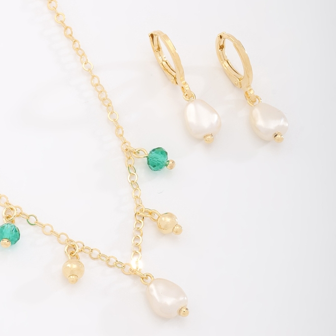 CI-00070 CONJUNTO COM DETALHES EM PÉROLAS