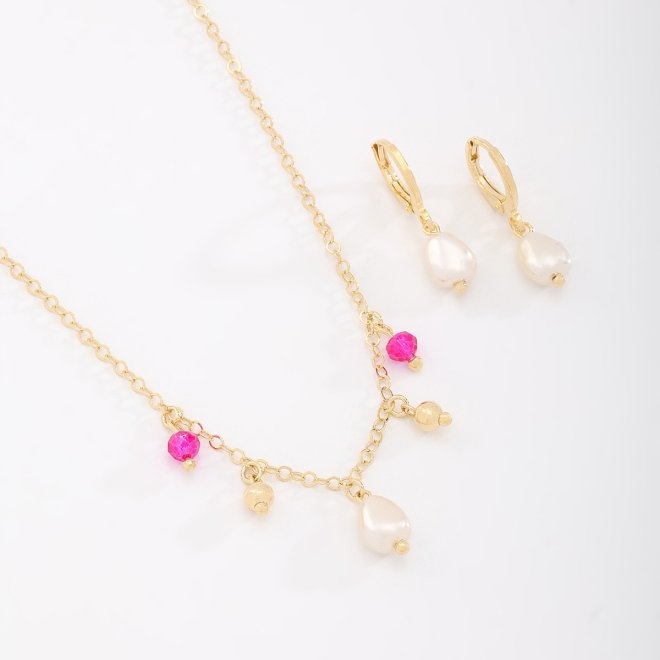 CI-00070 CONJUNTO COM DETALHES EM PÉROLAS