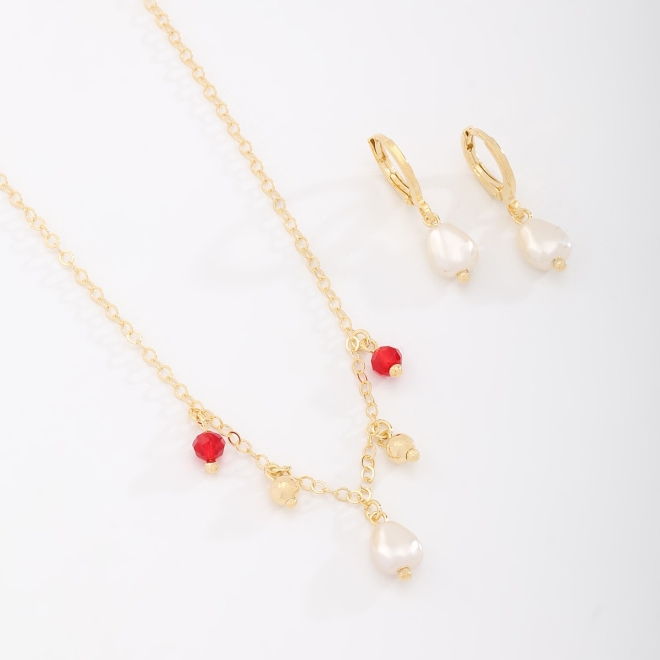 CI-00070 CONJUNTO COM DETALHES EM PÉROLAS