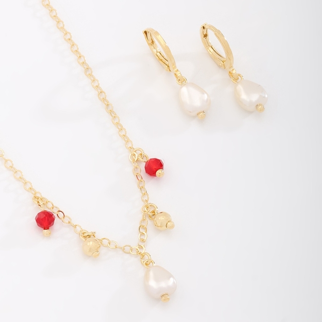 CI-00070 CONJUNTO COM DETALHES EM PÉROLAS