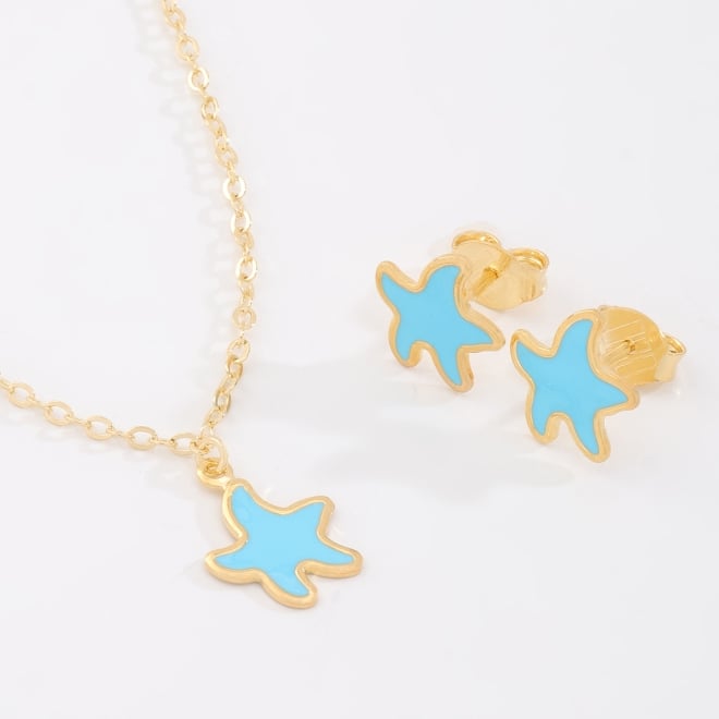 CI-00097-CONJUNTO INFANTIL COM ESTRELA-DO-MAR ESMALTADA