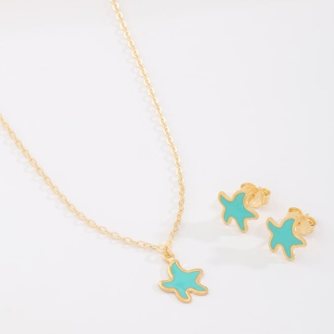 CI-00097-CONJUNTO INFANTIL COM ESTRELA-DO-MAR ESMALTADA
