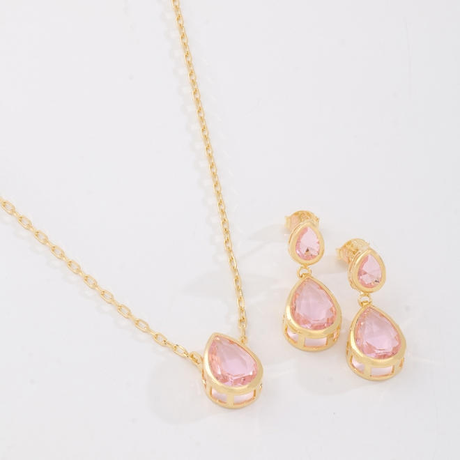 CJ-00125 CONJUNTO GOTA COM CRISTAL LAPIDADO