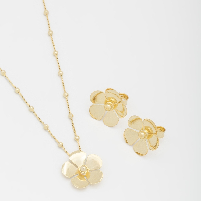 CJ-00232 CONJUNTO COM DESIGN EM FORMATO DE FLOR E ESFERAS 
